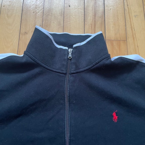 Polo Ralph Lauren Track Jacket Black Red Pony Logo Full Zip Mens XXL - Picture 2 of 8